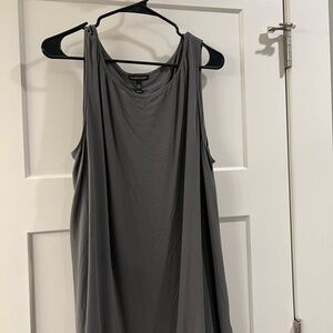 Silk georgette crepe ballet neck tank wop with Hi\Low hem